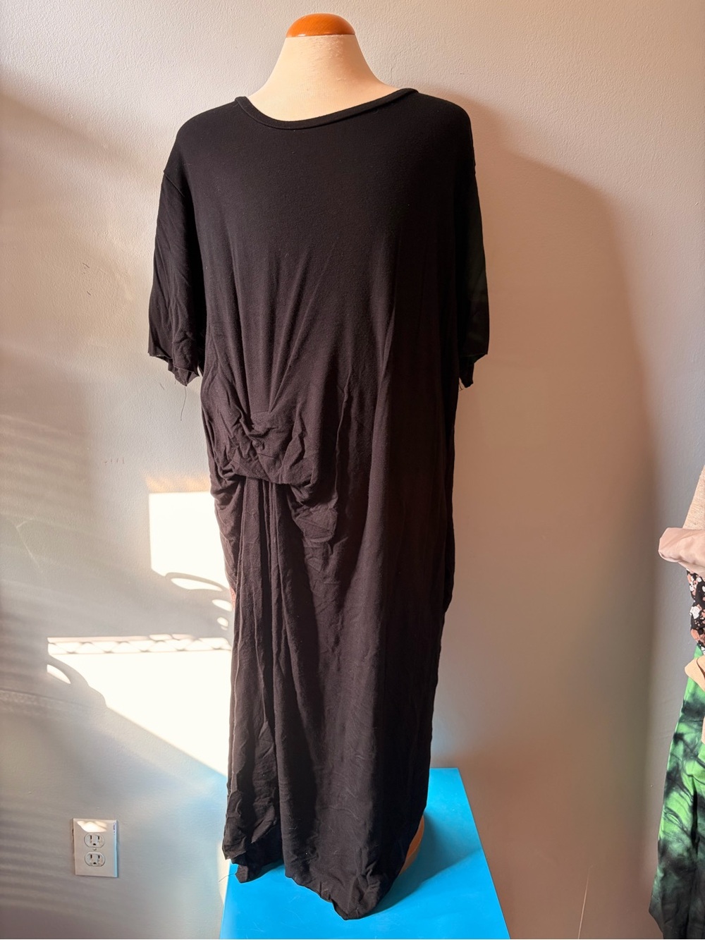 Women's Black Maxi Dress with Side Knot Detail